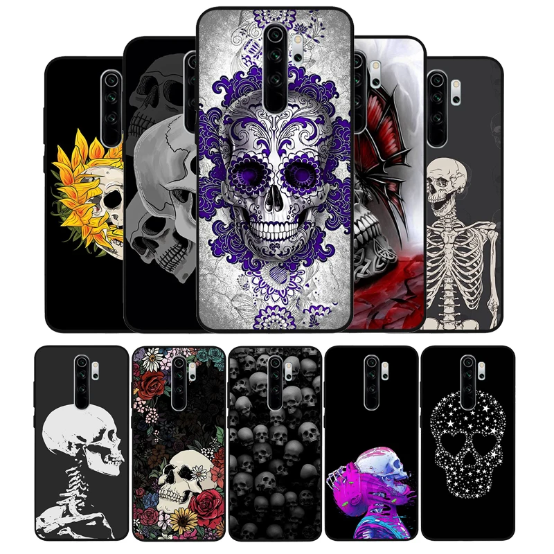 Черный силиконовый чехол с черепом для телефона Redmi note 9 8 7 Pro S 8T 7A|Бамперы| |
