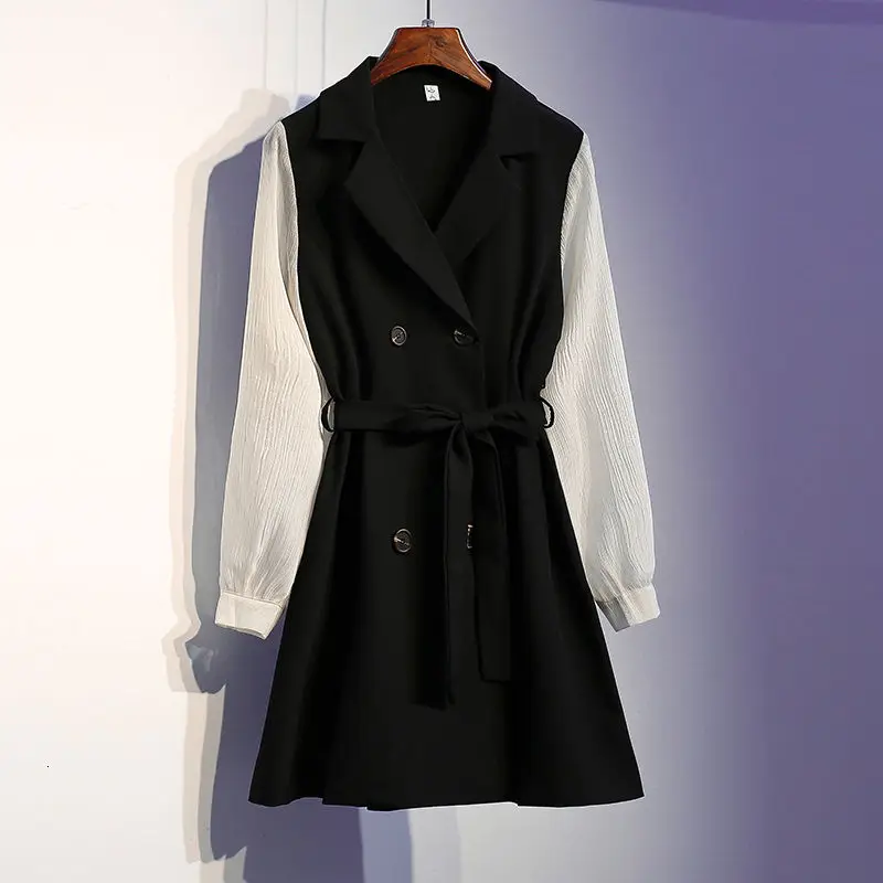 

Женское платье с длинным рукавом, Черное вечернее платье большого размера, повседневная одежда в Корейском стиле, осень 2019