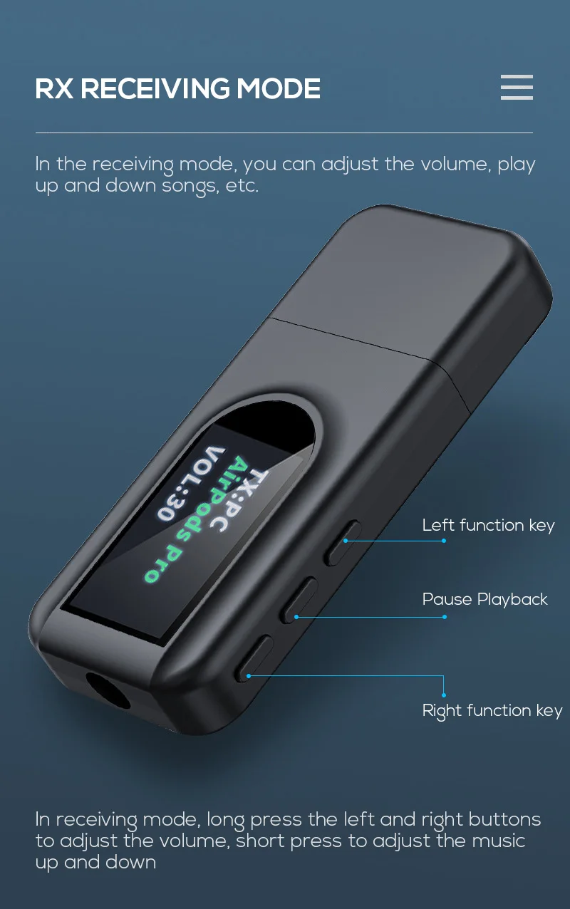bluetooth 5 0 receiver transmitter with display mini stereo usb 3 5mm audio wireless adapter for tv pc car headphones free global shipping