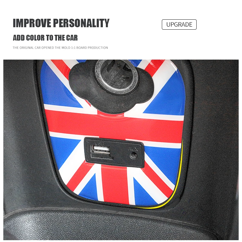 Union Jack AUX прикуриватель USB панель приборной панели 3D мягкая наклейка для Mini Cooper S F55 F56 F 56 автомобильные аксессуары