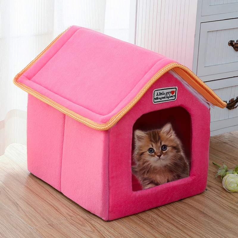 Складная кровать для домашнего питомца зимняя мягкая с ковриком подушка