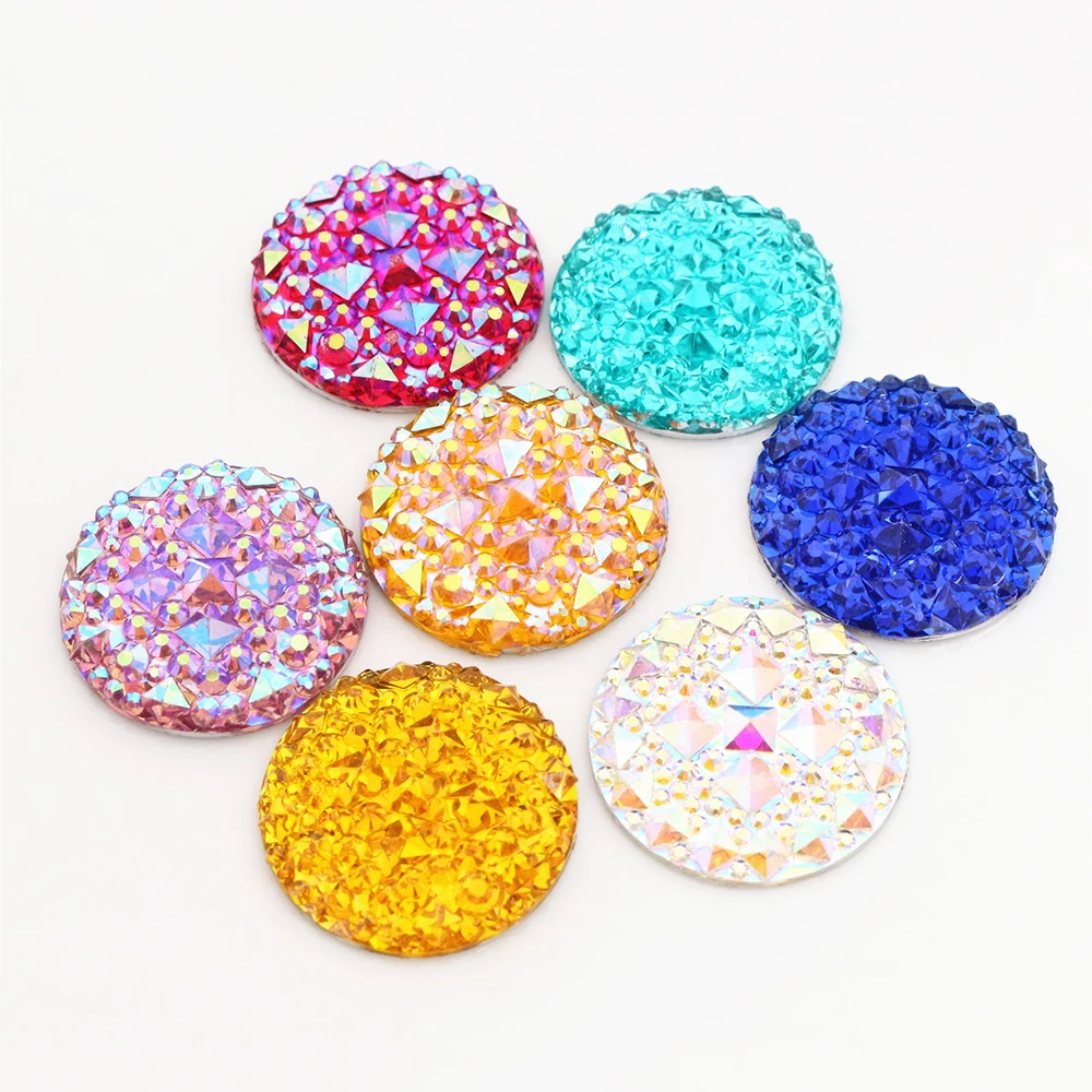 

New Fashion 10pcs 25mm Mixed Color Flat Back Resin Cabochons Cameo G4-14