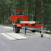 loncin gasoline engine 9hp sawmills portable band sawmill with mobile wheels log cutting sawmill with trailer