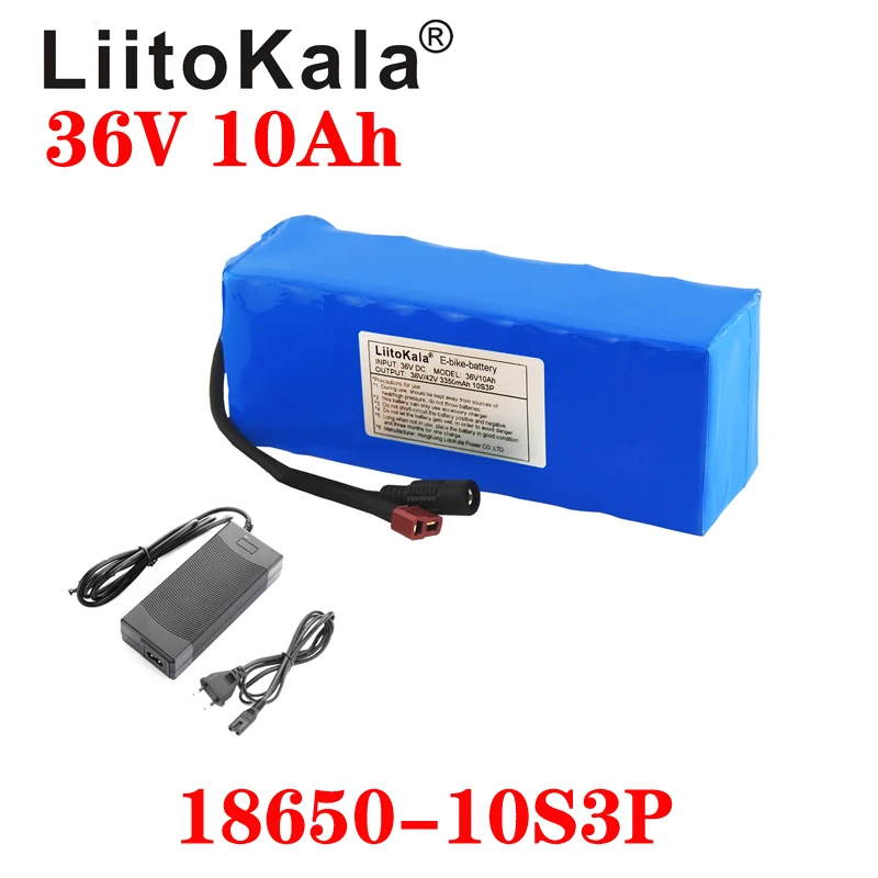 Фото LiitoKala 36 v 10Ah 10S3P 18650 Rechargeable Battery, Modified Bikes, Electric Vehicle Battery Charger li-lon + 36V 2A charger №2