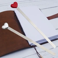 1pcs fashion simple design red sliver love heart metal bookmarks creative beautiful bookmark reading assistant book support