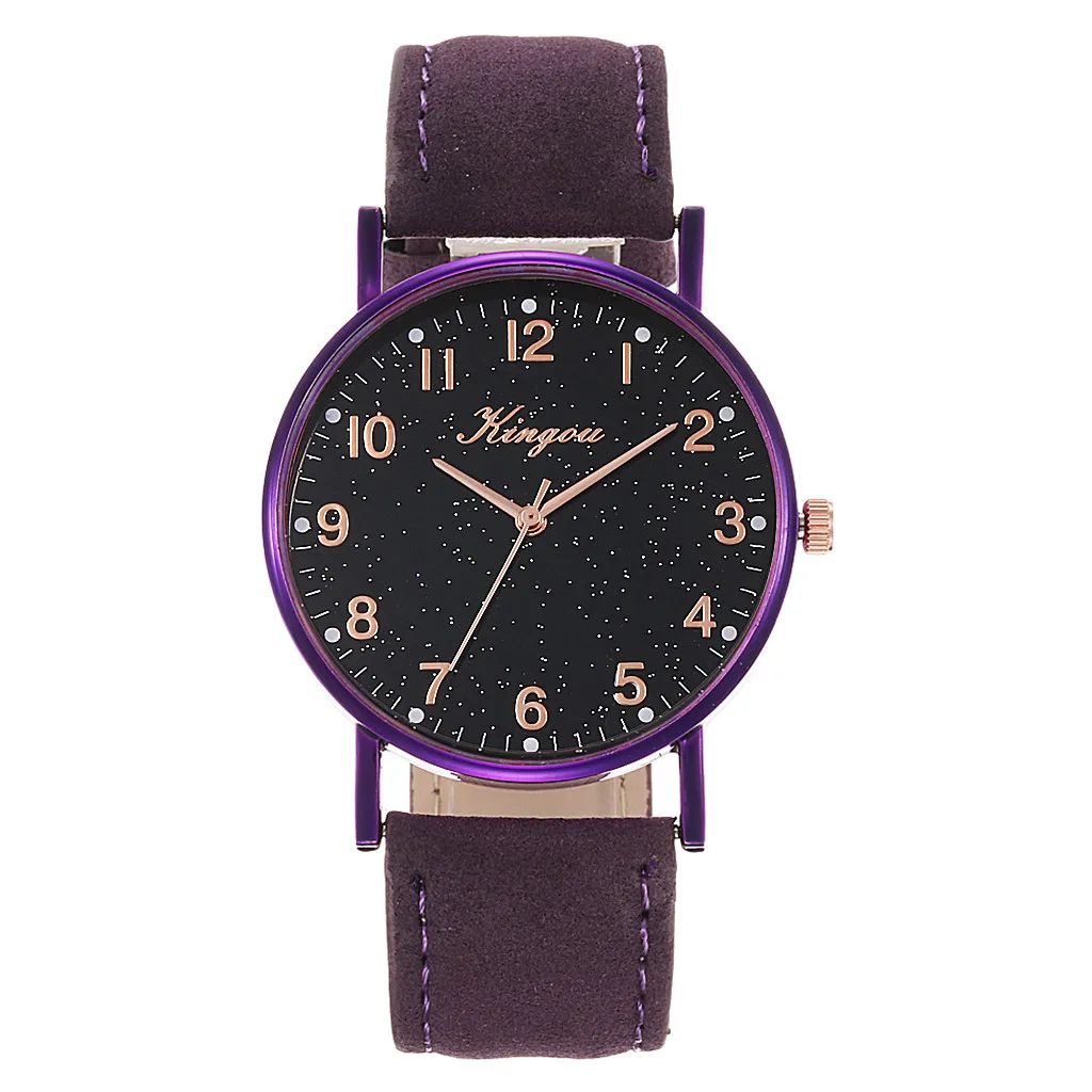 Часы наручные женские кварцевые с циферблатом звездное небо и ремешком из ПУ