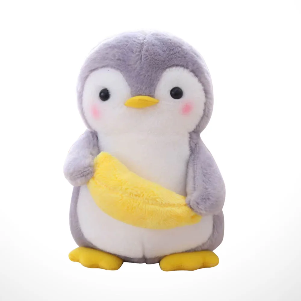 

25cm Cartoon Stuffed Plush Penguin with Banana Design Doll Animal Decorative Valentines Day Doll Birthday Gift
