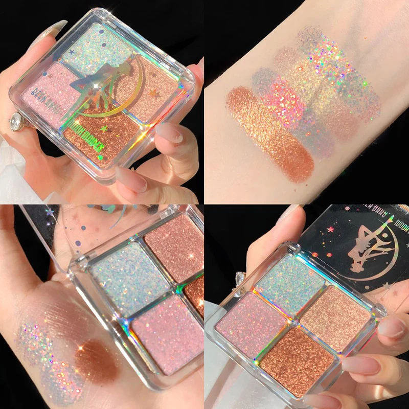 

Makeup Eyeshadow Pallete 4 Color Shimmer Matte Pigmented Eye Shadow Palette Diamond Glitter Metallic Make up Palette Maquillage