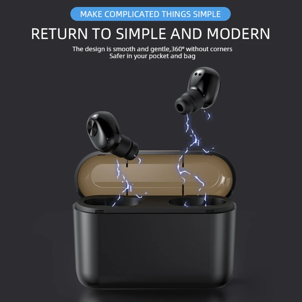 Беспроводные Bluetooth наушники мини гарнитура с зарядным устройством спортивные