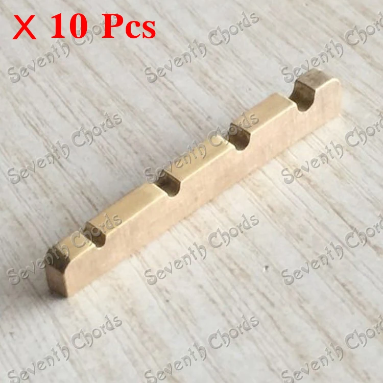 10 Pcs Size 42 x 3 x 5.6-4.5mm Bass Guitar 4 String Slotted Brass Nut