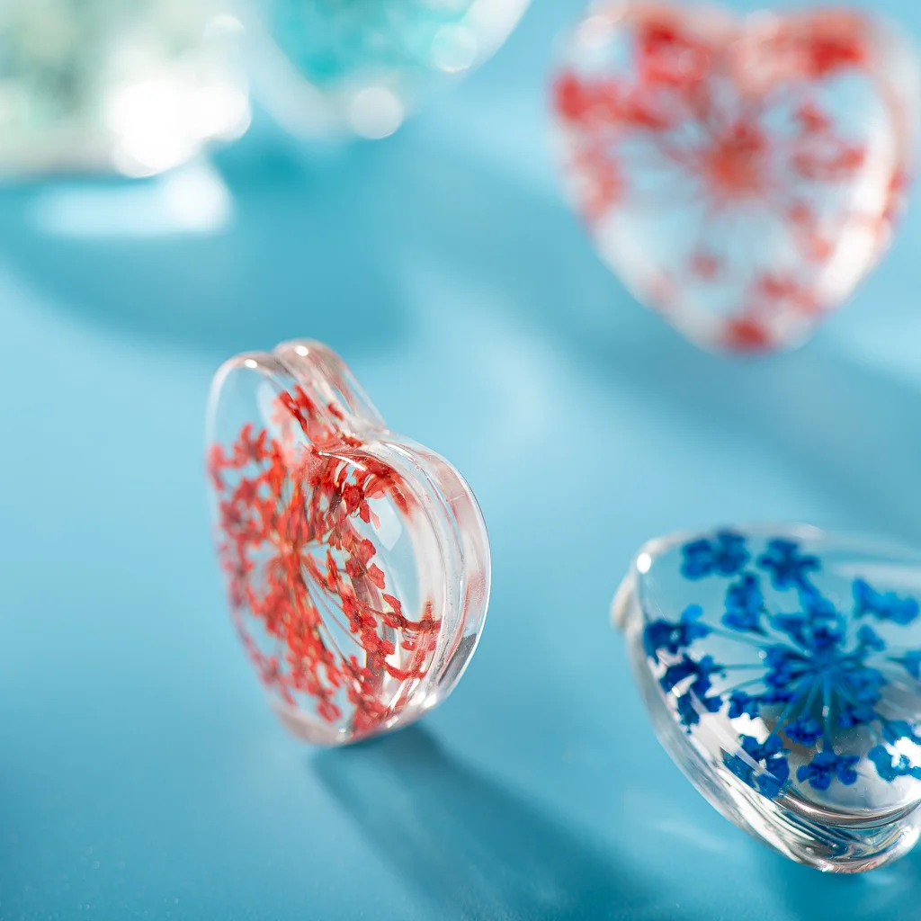 20 #5 шт без крючка в форме Харт настоящие сухие цветы со стеклянной бусиной оптом