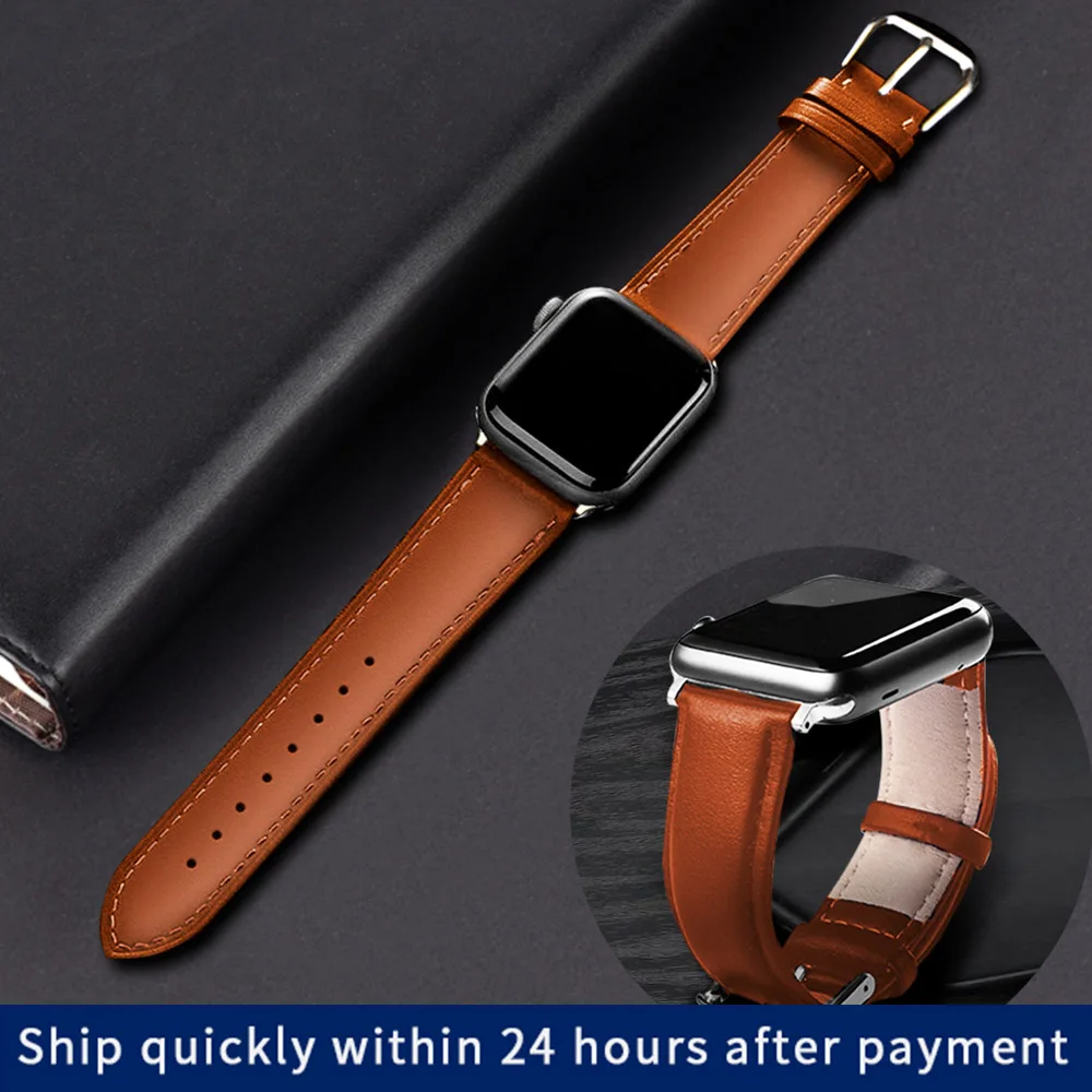 

High Quality Leather Business Strap for Apple Watch 42MM 38MM 44MM 40MM 41MM 45MM Strap for iWatch 7 6 SE 5 4 3 2 1 Wristband