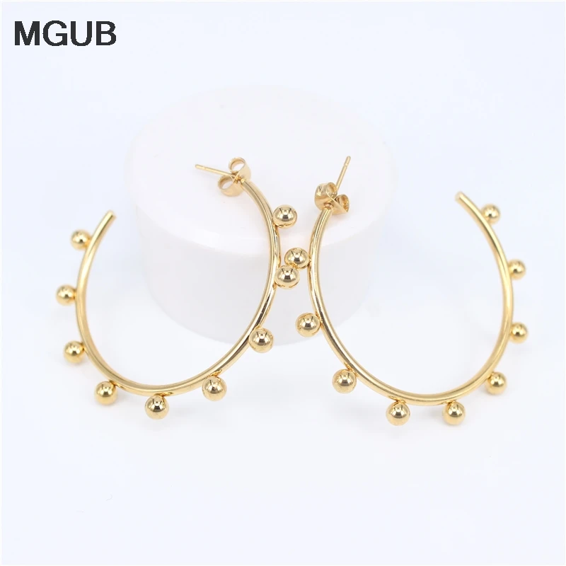 

2022 New Design Diameter 35-55MM gold color Smooth stainless steel popular female Hoop Earrings jewelry LH800