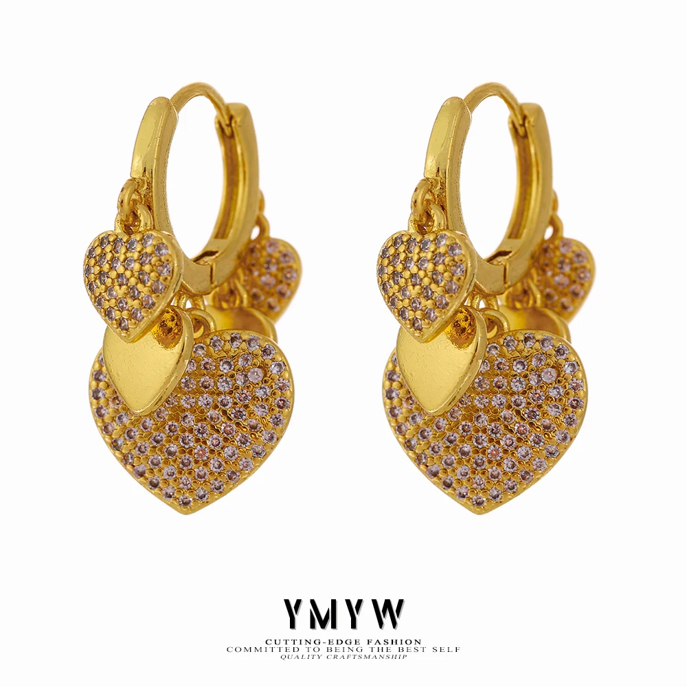 

YMYW романтические серьги-кольца в форме сердца Изящные серьги с кубическим цирконием 14 K ювелирные изделия темпераментные серьги для женщин ...