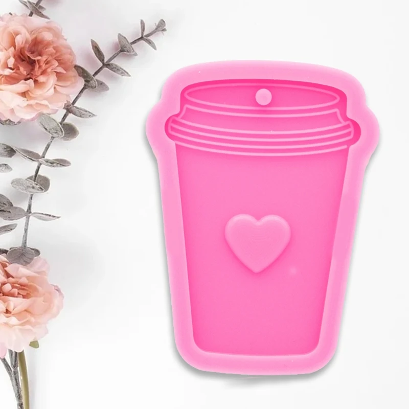 

Key Chain Epoxy Resin Mold Handmade Ice Cream Love Heart Bucket Shape Keychain Casting Silicone Mould DIY Crafts Making