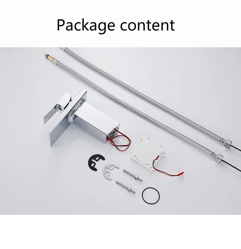 

LED Faucet Brass Waterfall Temperature Colors Change Bathroom Mixer Tap Deck Mounted Wash Sink TapsBasin Temperature Sensor