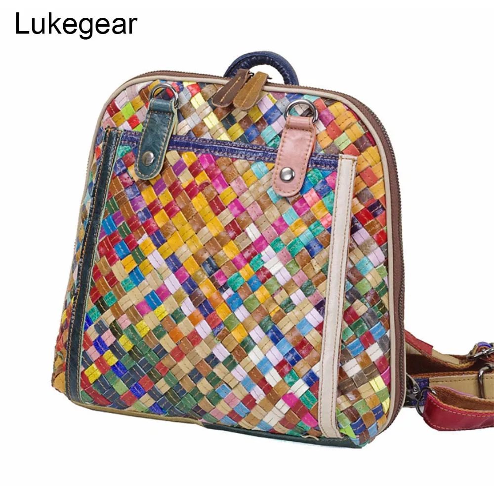 Разноцветные рюкзаки для женщин из натуральной кожи ручной работы рюкзак