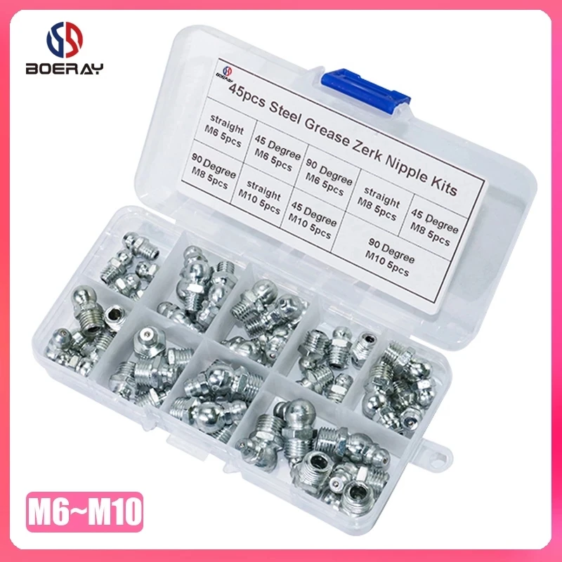 Набор Фитингов для сосков M6 M8 M10 45 шт. метрический размер 90 градусов