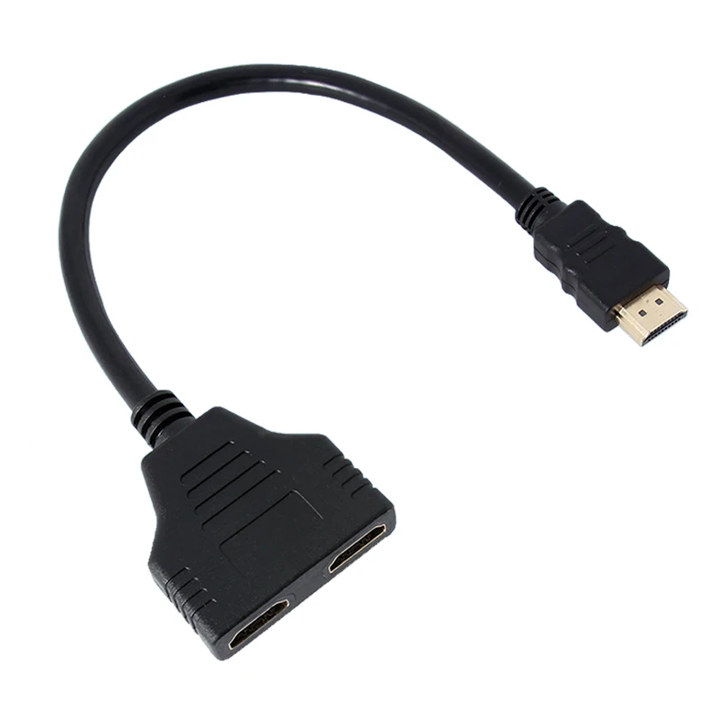 Converter 1 Male to 2 Female HDMI-compatible Splitter Cable 1080P HD Quality 3D Computer Monitor Set-top Box Data Extension Wire |