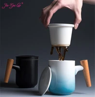 jia gui luo 300ml tea mugs ceramic wooden handle tazas de ceramica creativas anniversary gifts for husband i017