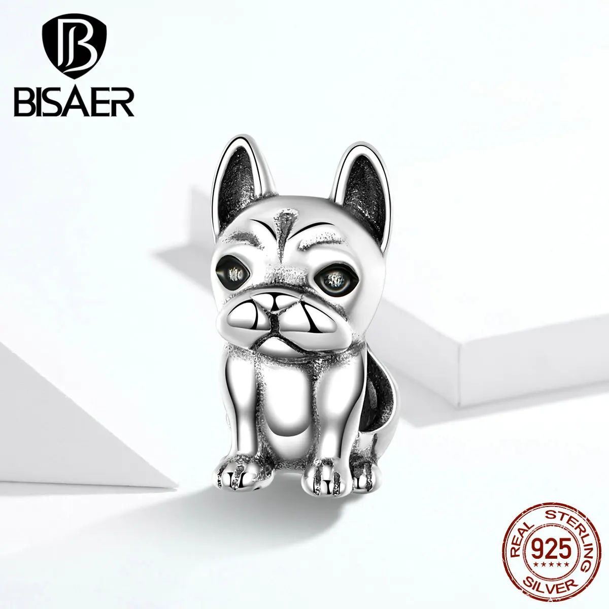 BISAER, 925 пробы, серебро, милая серия животных, французский бульдог, Очаровательные Подвески, подходят для браслетов и ожерелья, сделай сам, ювелирные изделия HSC1306