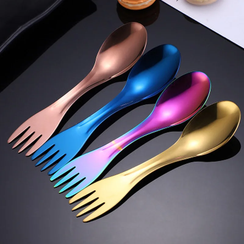 

Outdoor Backpack Flatware Ti Titanium Tableware Hike Cookware Utensil Cutlery Picnic Spork Fork Spoon Travel Camp Long Portable