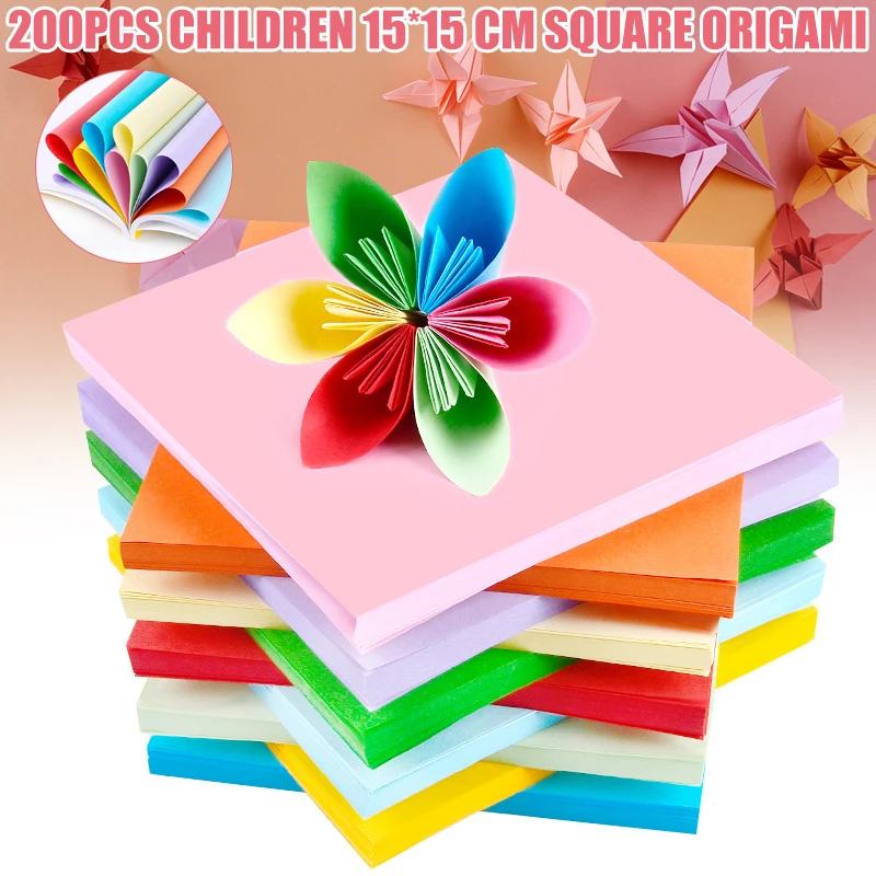 

Бумага для оригами детская, 200 листов, 20 цветов, двусторонняя, квадраты для оригами яркого цвета, 6 дюймов, легко складывается, для рукоделия