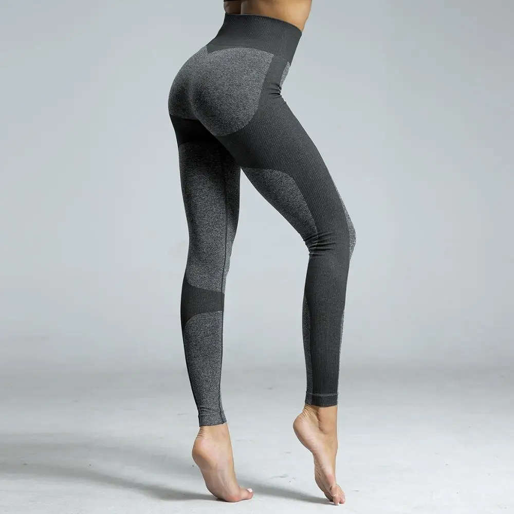 Штаны для йоги с завышенной талией бесшовные леггинсы тренажерного зала женские