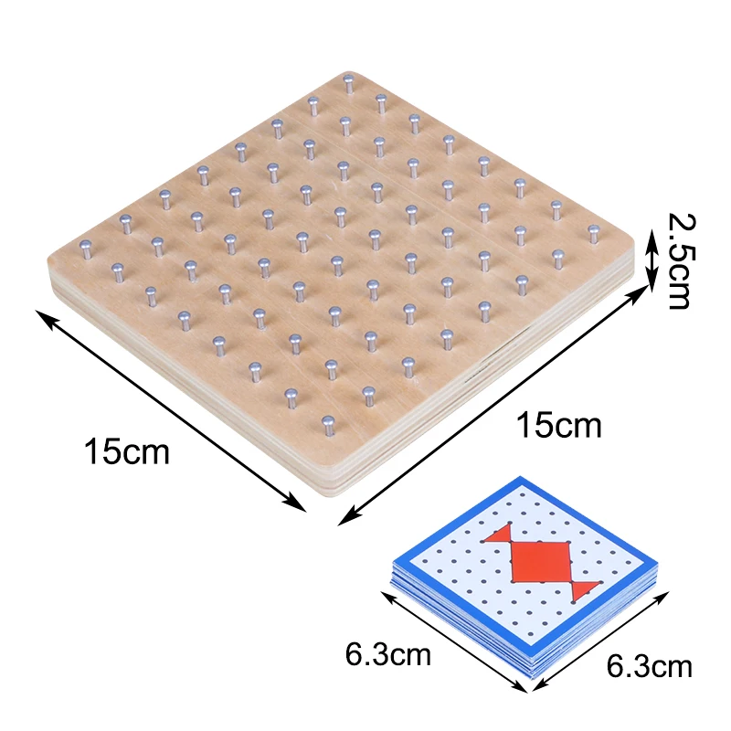 Деревянная игрушка Монтессори Геометрическая доска для ногтей креативная