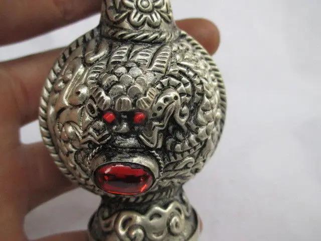 Китайский классический Мельхиор камень. Дракон нюхательный бутылка NR |