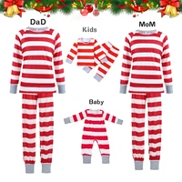 family christmas pajamas mother daughter clothes red straped dad son underwear 2pcs toppants xmas set family matching homewear