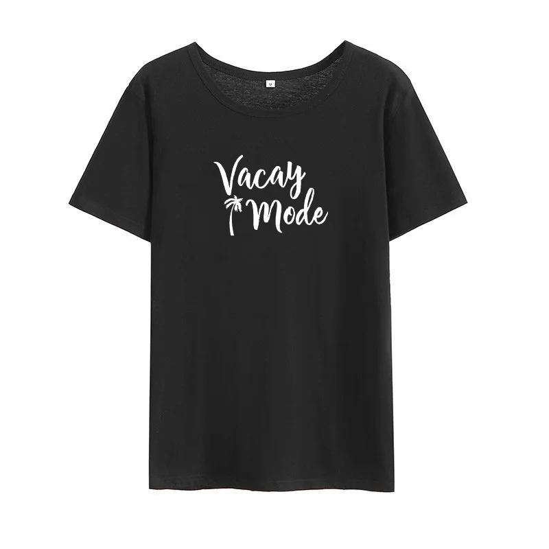 Женская футболка с коротким рукавом VACAY MODE летняя хлопковая Футболка круглым