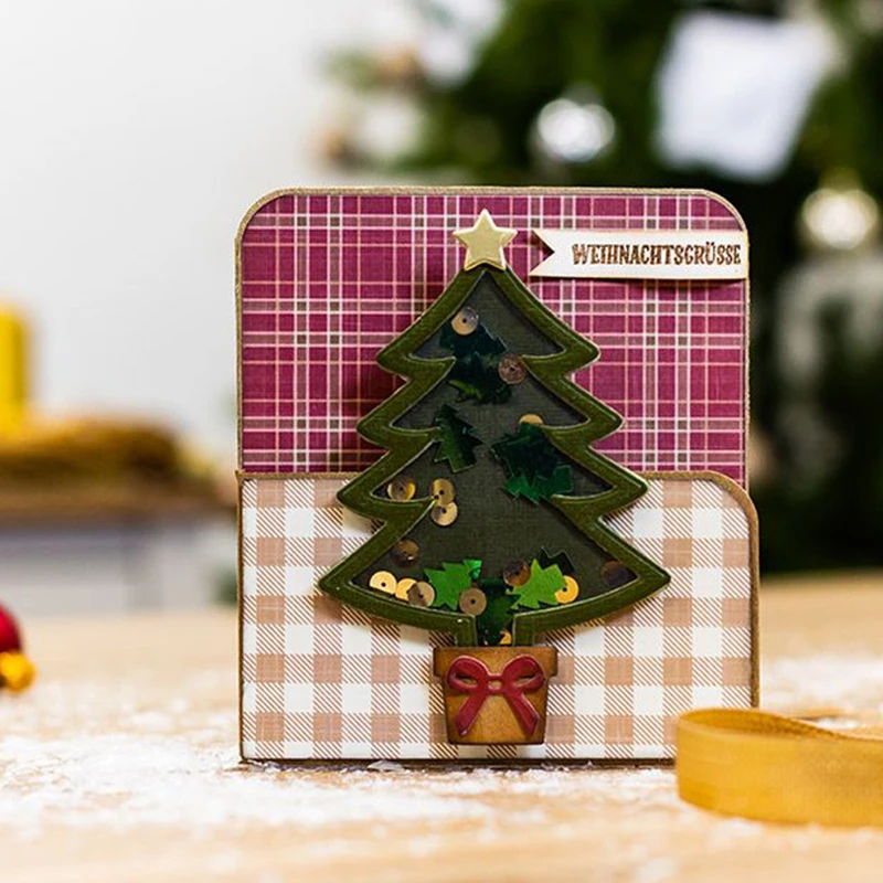Рождественская елка и Подарочная коробка металлическая высечка сделай сам