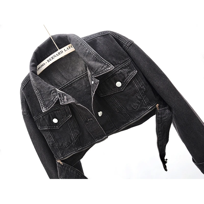 Осенняя винтажная синяя черная джинсовая куртка Женская Корейская Свободная на