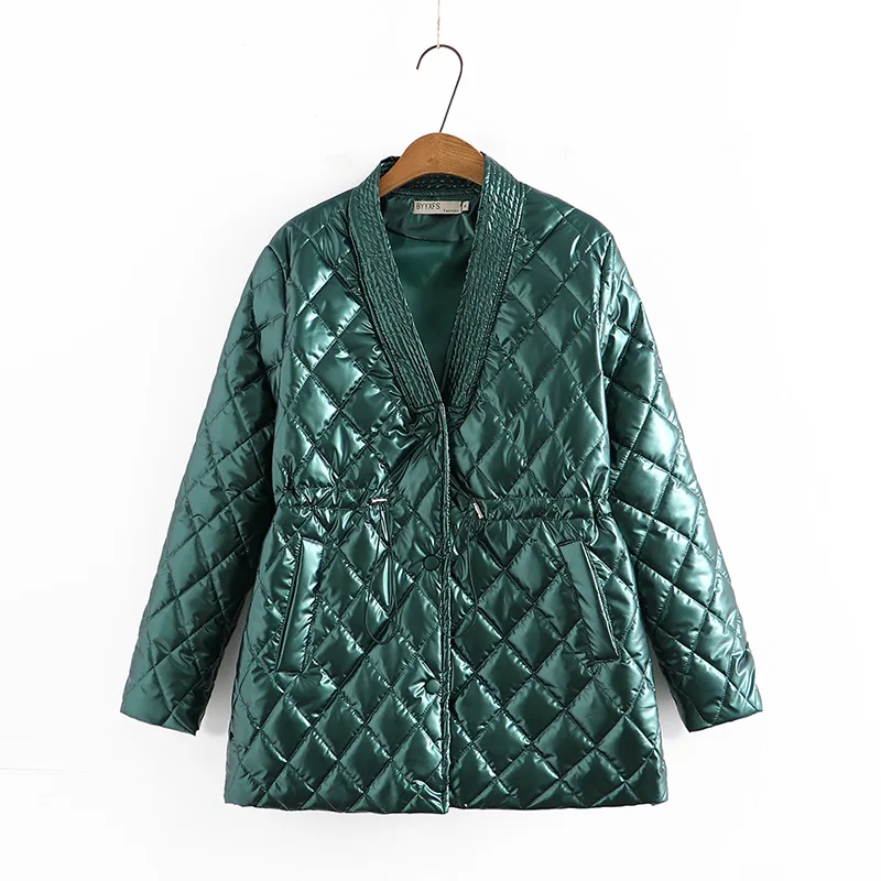 

Парка женская зимняя с V-образным вырезом и кулиской, батальных размеров