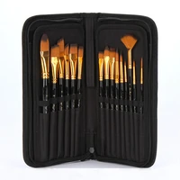 15 pcsset professional oil paint brush with canvas bag watercolor acrylic painting brush art craft long wooden handle supplies