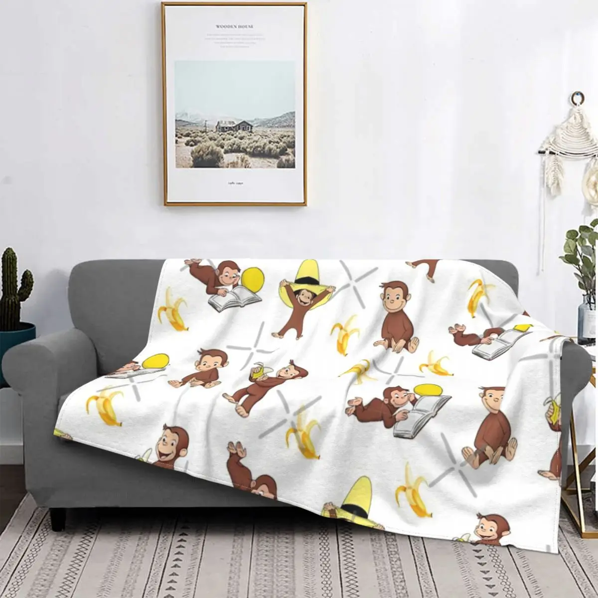 

Manta de George el Curioso mono, colcha de cama a cuadros, ropa de cama, manta a cuadros de Picnic, Sudadera con capucha, fundas