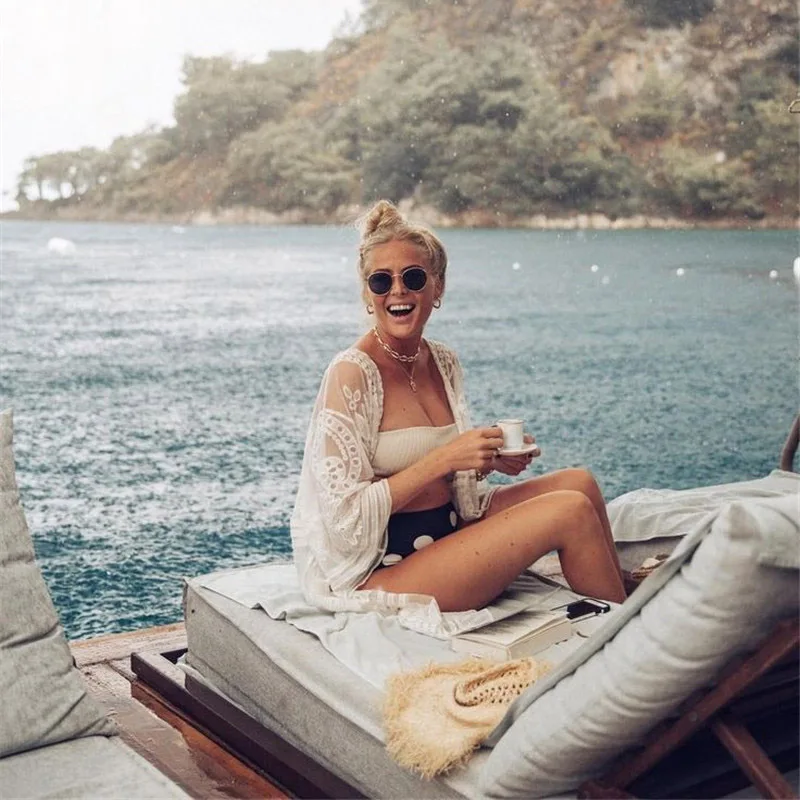 Новинка кружевное вязаное крючком пляжное бикини накидка летний купальник с