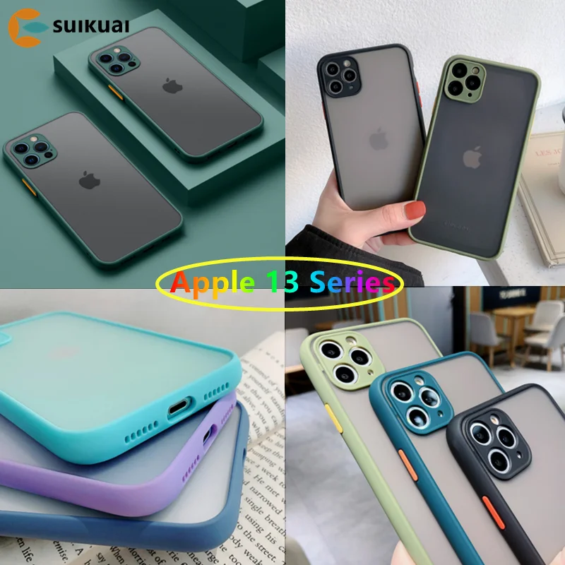 

Suikuai T03 Shockproof Armor Matte Case For iPhone 13 Pro Max Plus SE Mini Luxury Silicon Bumper Clear Hard PC Cover Capa