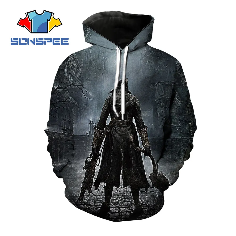 

SONSPEE игры через кровь Для мужчин мужская толстовка с капюшоном 3D принт размера плюс Толстовка пуловер Топы Фитнес Повседневное Harajuku пальто ...