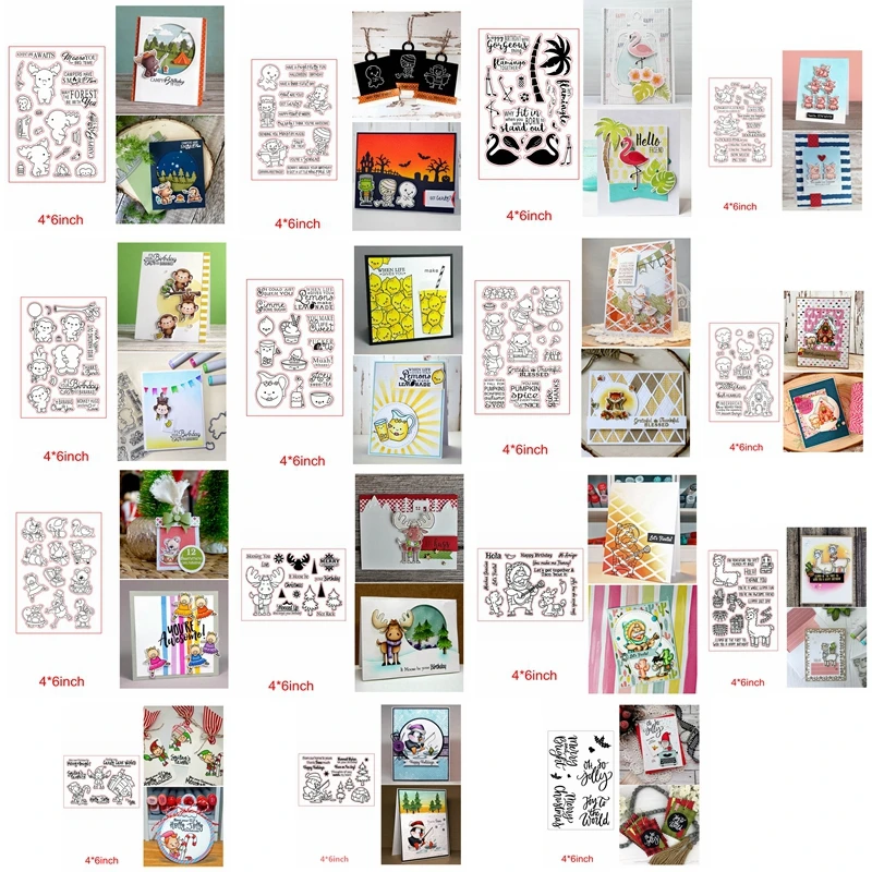 Прозрачные силиконовые штампы с изображением животных на Хэллоуин Рождество