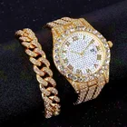 Мужские кварцевые часы с браслетом и часами, в стиле хип-хоп