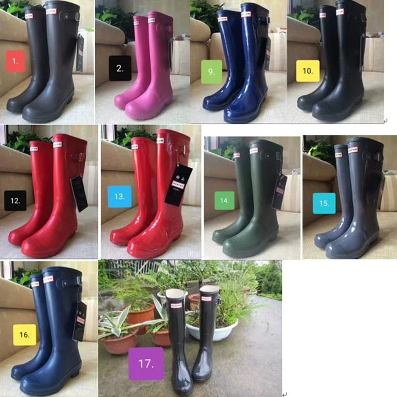 

UVRCOS H T Rubber Rainboots British Classic High Tube Waterproof Shoes for WomenTall Rain Boots Female Knee-high Women Boots