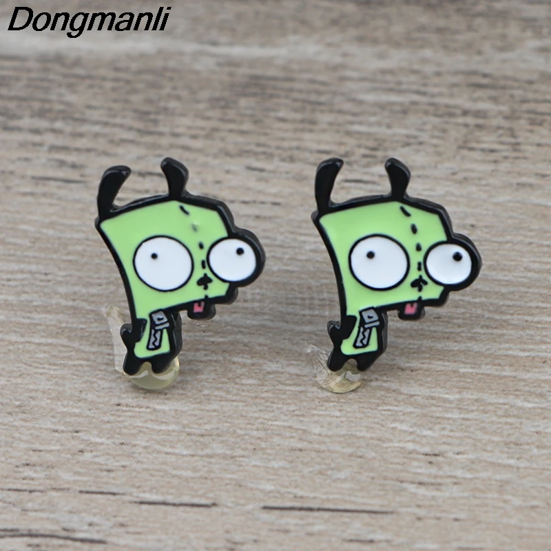 K1095 инопланетянин мультфильм аниме серьги гвоздики для женщин и детей эмаль