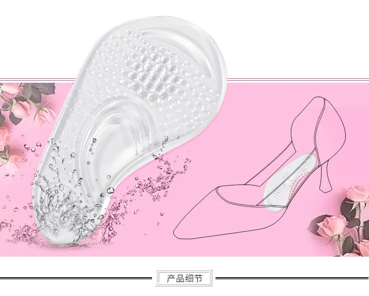 

Ladies High Heel Shoe Insole Female Half Pad Reduces Friction Pain Silicone Forefoot Pad Anti-skid Foot Care Pads Insole