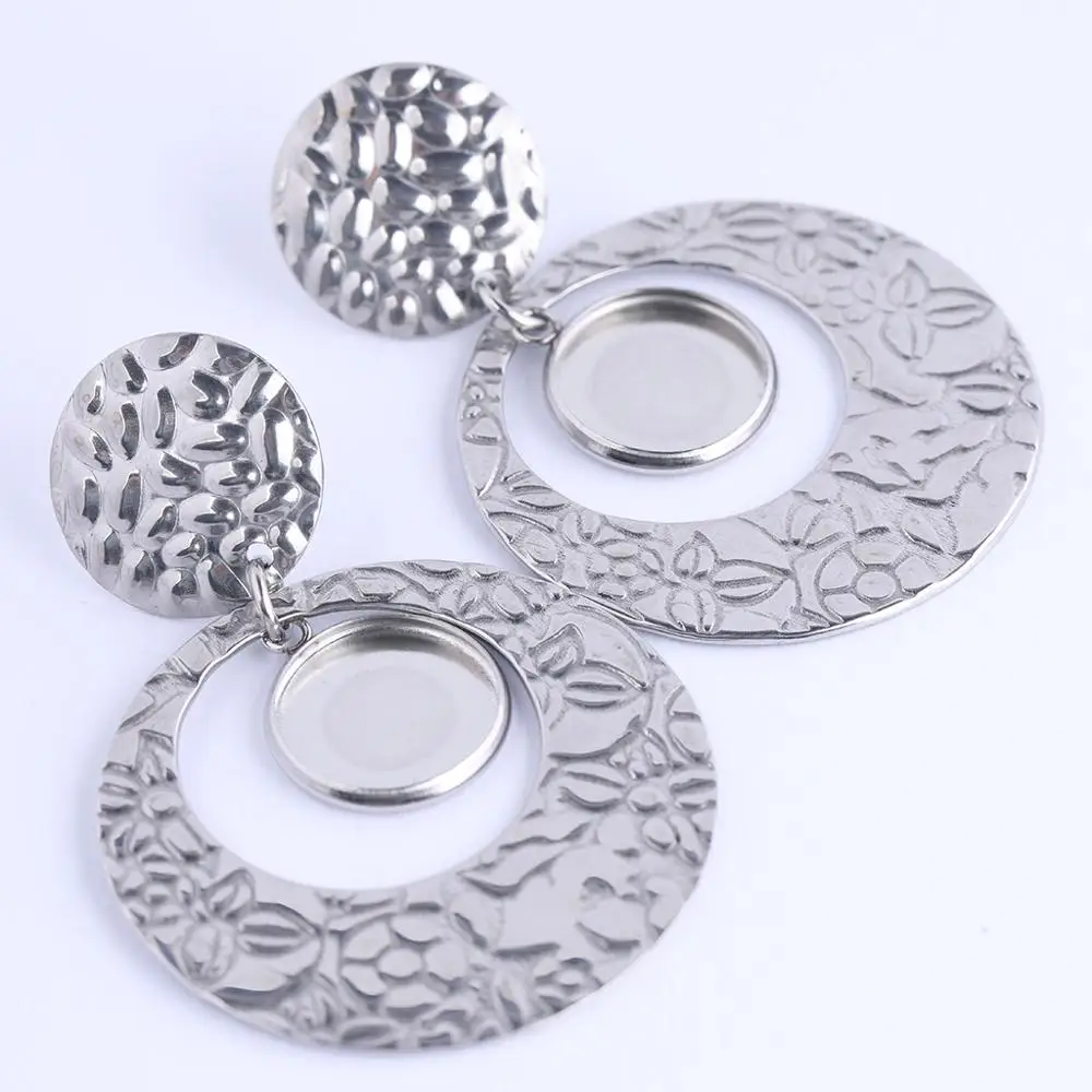 Reidgaller 6 шт. штампованные серьги из нержавеющей стали с круговым шармом 12 мм