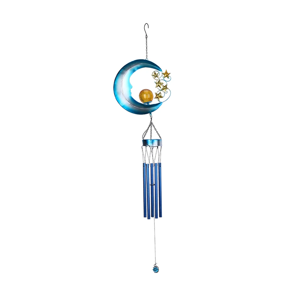 

Moon Shape Wind Chime Lamp Solar Iron Hollow Chime Lamp Home Decor Wind Chime Pendant Courtyard Decoration Led