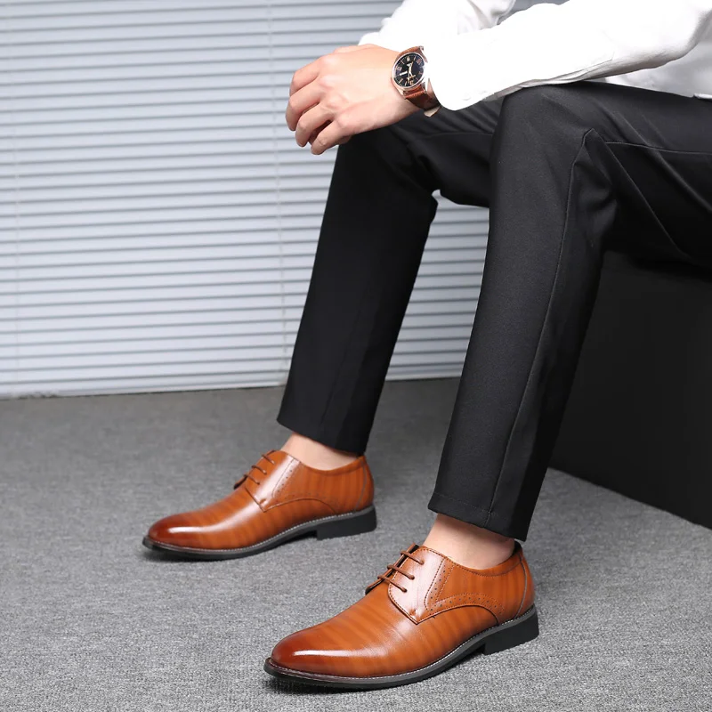 NXY Mens Casual Oxford Shoes PU Leather Man Business for Wedding Party Brand Handmade Flats Morden Gentleman Footwear | Обувь