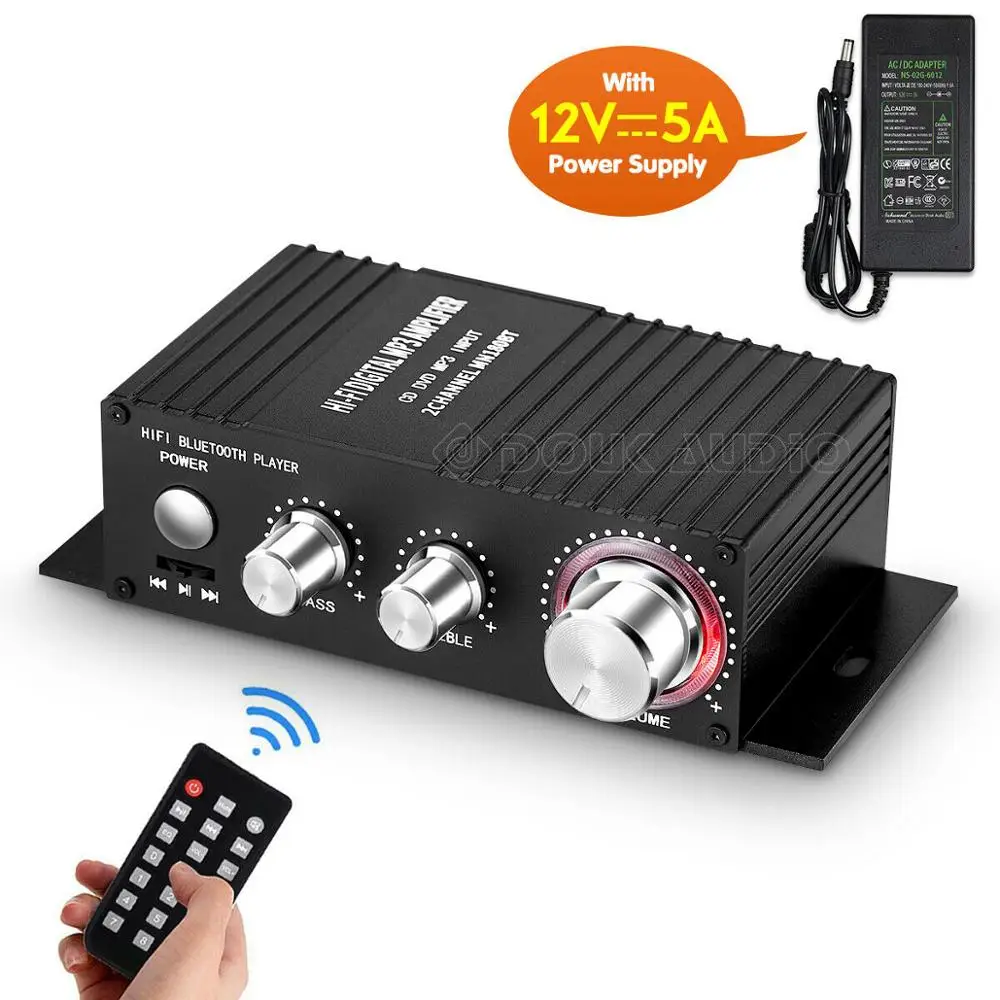 HiFi 100 Вт 2,0 канальный Bluetooth усилитель мощности стерео аудио приемник Цифровой усилитель для домашнего автомобиля морской USB музыкальный плеер ИК-пульт дистанционного управления - Цвет: With Power Supply