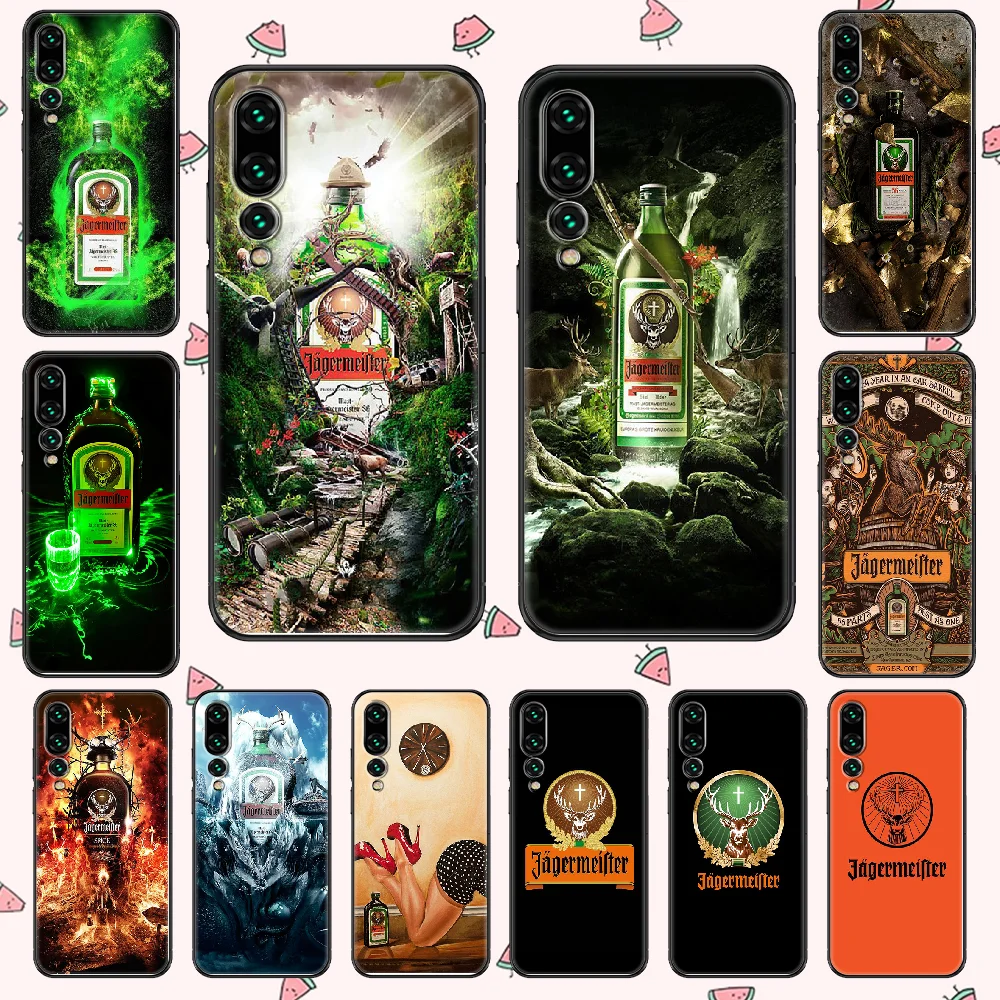 

Alcohol Jagermeister Logo Phone case For Huawei P Mate P10 P20 P30 P40 10 20 Smart Z Pro Lite 2019 black 3D shell silicone back